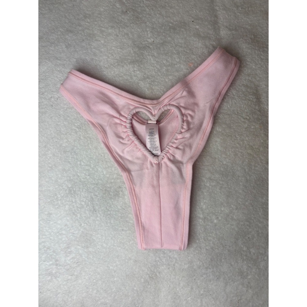 Skims Cotton Jersey Heart Dipped Thong Cherry Blossom Pink TH-THG-7413W Small